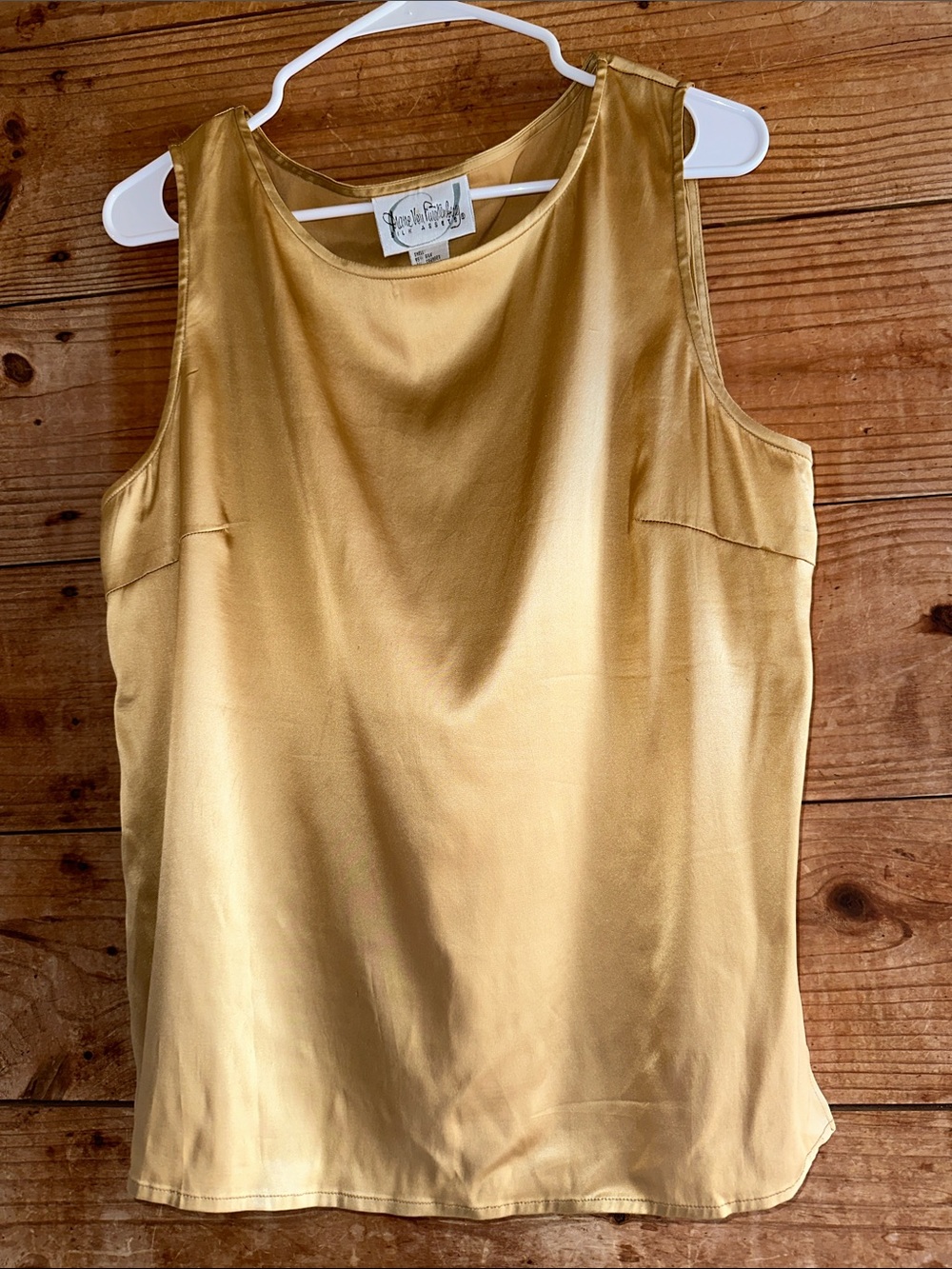 Vintage Diane Von Furstenberg Gold Silk Sleeveless Camisole
